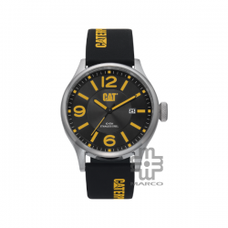 Caterpillar DIAM QB-141-27-137 | Black Yellow Silicone Strap l | Analog Watch | 10 ATM | 44MM | 2Y Warranty