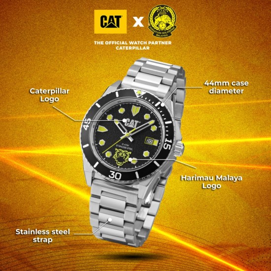 CAT x Harimau Malaya FAM 2.0 Limited Edition Men Watch QC-141-11-117F | Analog | Stainless Steel Strap | 2 Yrs Warranty CAT x Harimau Malaya FAM 2.0 Limited Edition Men Watch QC-141-11-117F | Analog | Stainless Steel Strap | 2 Yrs Warranty