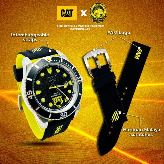 CAT x Harimau Malaya FAM 2.0 Limited Edition Men Watch QC-141-11-117F | Analog | Stainless Steel Strap | 2 Yrs Warranty CAT x Harimau Malaya FAM 2.0 Limited Edition Men Watch QC-141-11-117F | Analog | Stainless Steel Strap | 2 Yrs Warranty
