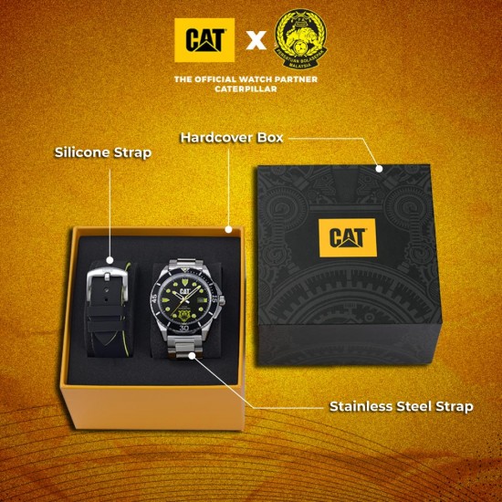 CAT x Harimau Malaya FAM 2.0 Limited Edition Men Watch QC-141-11-117F | Analog | Stainless Steel Strap | 2 Yrs Warranty CAT x Harimau Malaya FAM 2.0 Limited Edition Men Watch QC-141-11-117F | Analog | Stainless Steel Strap | 2 Yrs Warranty