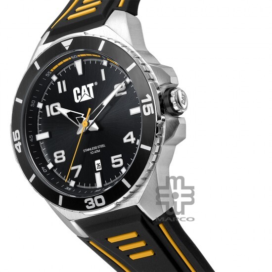 Caterpillar SPORTIF III QF-141-21-131 | Black & Yellow | Silicone Strap | 44MM | 2Y Warranty