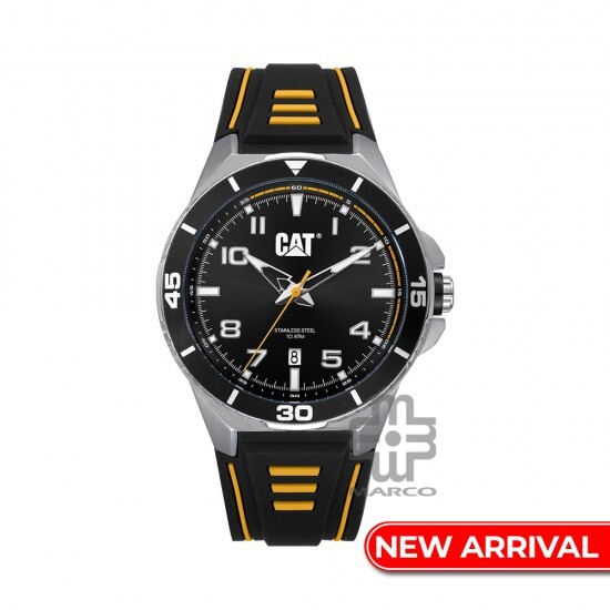 Caterpillar SPORTIF III QF-141-21-131 | Black & Yellow | Silicone Strap | 44MM | 2Y Warranty