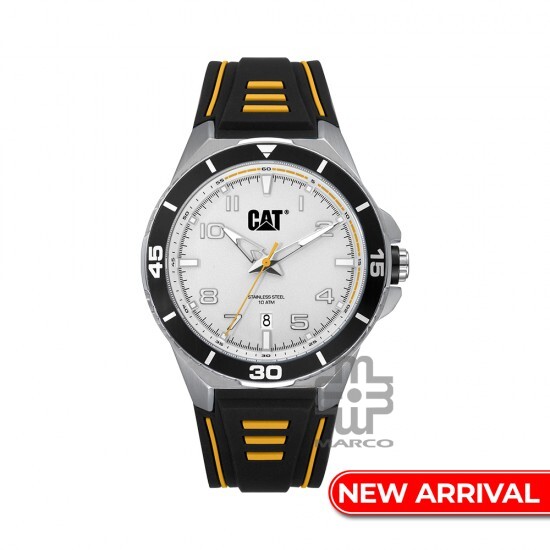 Caterpillar SPORTIF III QF-141-21-232 | Black & Yellow | Silicone Strap | 44MM | 2Y Warranty
