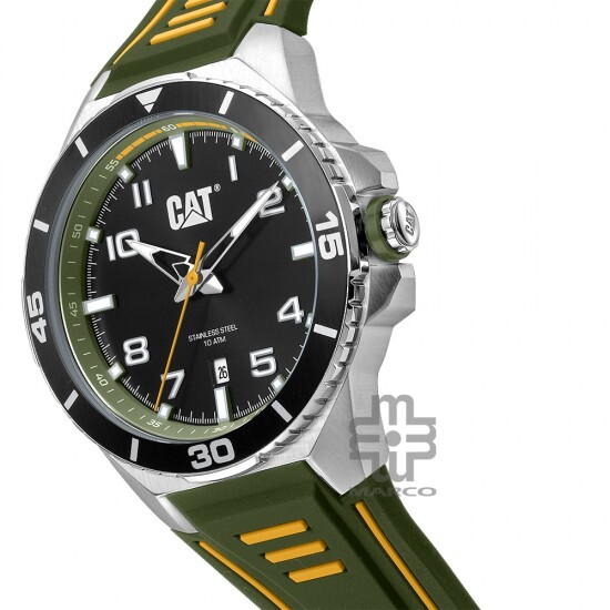 Caterpillar SPORTIF III QF-141-23-133 | Green & Yellow | Silicone Strap | 44MM | 2Y Warranty