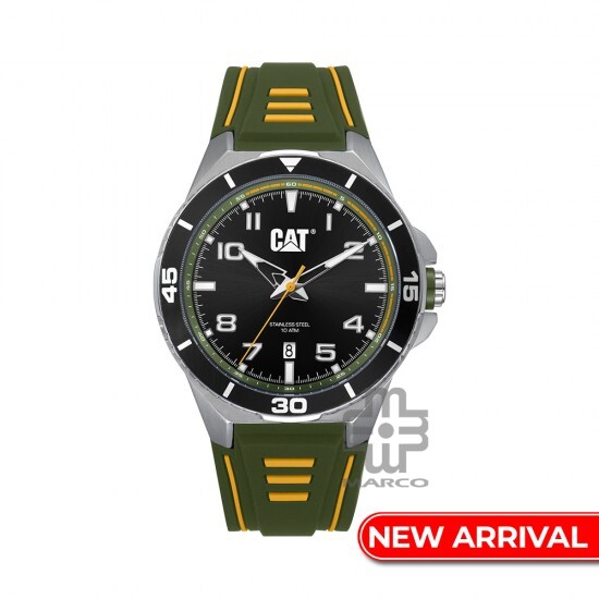 Caterpillar SPORTIF III QF-141-23-133 | Green & Yellow | Silicone Strap | 44MM | 2Y Warranty