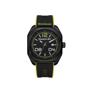 Reebok Brevity RV-BRE-G3-SBIB-BW Black and Yellow Men Watch | Analog Dial | 45MM | 10 ATM | Silicone with SS Buckle