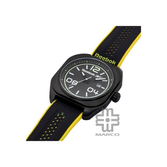 Reebok Brevity RV-BRE-G3-SBIB-BW Black and Yellow Men Watch | Analog Dial | 45MM | 10 ATM | Silicone with SS Buckle