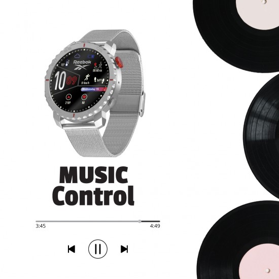 Reebok Champ | Unisex Smartwatch | RV-CMF-G0-A1S1-BB | Sliver | AMOLED Display | 44MM