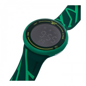 REEBOK Elements Ignite RV-ELI-G9-PGIG-BB Black Grey Dial Green Silicone Watch Strap Digital Unisex Watch