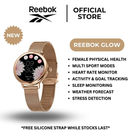 Reebok Glow |  Women Smartwatch | Rose Gold | RV-GLO-L0-A3S3-BB | 1.19' AMOLED Display