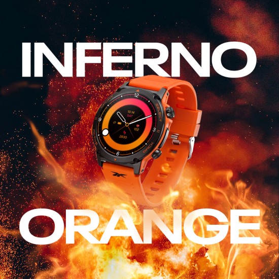 ريبوك ساعة موتيف الذكية لون برتقالي مع سوار أسود إضافي