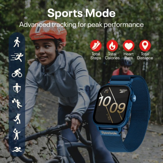 Reebok Relay Lite RV-RLI-U0-ANSN-BB|Navy Blue Unisex Smartwatch|1.85" AMOLED Display | Blood Oxygen monitoring