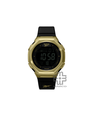 Reebok United RV-UNI-G9-S2PB-B2 Warrior Black Gold PU with SS Buckle Unisex Digital Watch | 44MM | 10ATM | 2Y Warranty