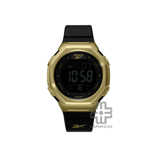 Reebok United RV-UNI-G9-S2PB-B2 Warrior Black Gold PU with SS Buckle Unisex Digital Watch | 44MM | 10ATM | 2Y Warranty Reebok United RV-UNI-G9-S2PB-B2 Warrior Black Gold PU with SS Buckle Unisex Digital Watch | 44MM | 10ATM | 2Y Warranty