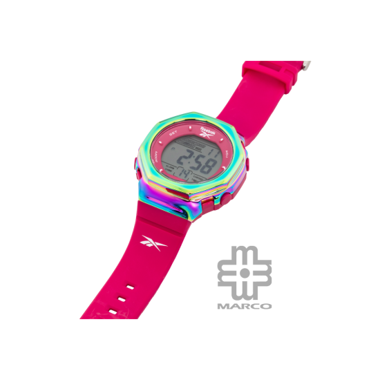 Reebok United RV-UNI-G9-SZPR-WR Steel Rainbow Red PU with SS Buckle Unisex Digital Watch | 44MM | 10ATM | 2Y Warranty