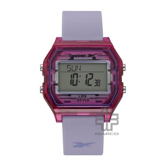 Reebok Nerd RV-VNE-U9-PZIV-WV Transparent Posh Pink Violet Purple Haze Case ABS Silicone Strap Digital Dial Unisex Watch