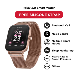 Reebok Relay 2.0 Rose Gold Call Function and Fitness Trackers | Multiple Sports Modes | Unisex Smart Watch