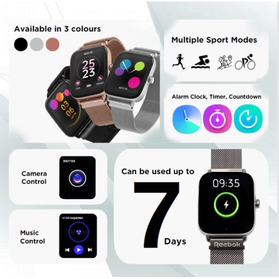 Reebok Relay 2.0 Silver Call Function and Fitness Trackers | Multiple Sports Modes | Unisex Smart Watch Reebok Relay 2.0 Silver Call Function and Fitness Trackers | Multiple Sports Modes | Unisex Smart Watch