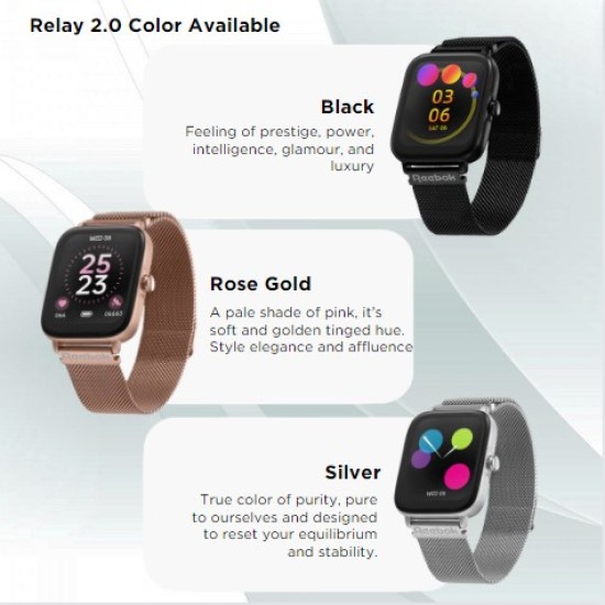 Reebok Relay 2.0 Silver Call Function and Fitness Trackers | Multiple Sports Modes | Unisex Smart Watch Reebok Relay 2.0 Silver Call Function and Fitness Trackers | Multiple Sports Modes | Unisex Smart Watch