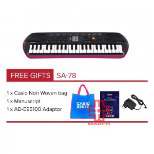 CASIO SA-78 Mini Keyboard 44 Mini Keys [ Free Adaptor + Keyboard Bag]