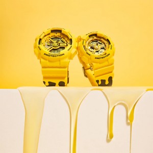 Casio G-Shock x Baby-G SLV-22A-9A Yellow And Brown Band Couple Set Pair Watch