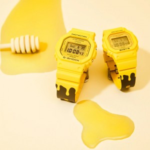 Casio G-Shock x Baby-G SLV-22B-9 Yellow And Brown Band Couple Set Pair Watch