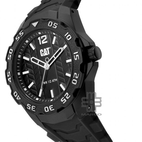 Caterpillar MOTION TB-111-21-132 | Black White | Rubber Strap | 44MM | 2Y Warranty