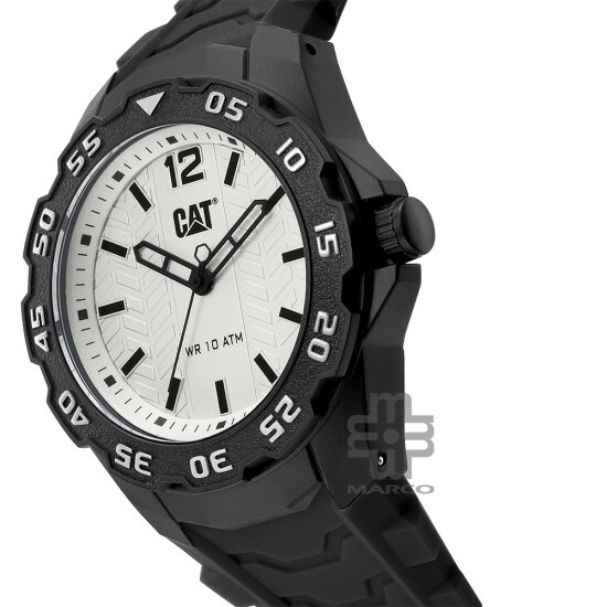 Caterpillar MOTION TB-111-21-231 | Silver Black | Rubber Strap | 44MM | 2Y Warranty