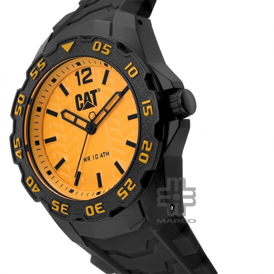 Caterpillar MOTION TB-111-21-731 | Yellow Black | Rubber Strap | 44MM | 2Y Warranty