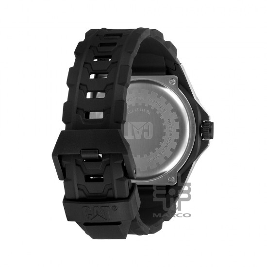 Caterpillar MOTION TB-111-21-231 | Silver Black | Rubber Strap | 44MM | 2Y Warranty