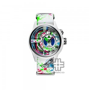 [Pre-Order] The Electricianz Limited Edition NEON Z 42mm ZZ-A1A/07-NLW White Leather Band Men Watch