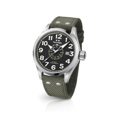 TW Steel VS21-45MM Army Green Textile Band Men Watch