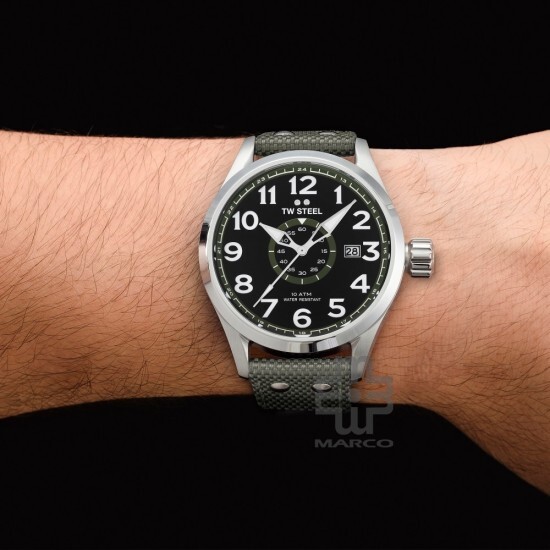 TW Steel VS21-45MM Army Green Textile Band Men Watch
