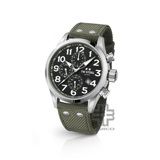 TW Steel VS24-48MM Army Green Textile Band Men Watch