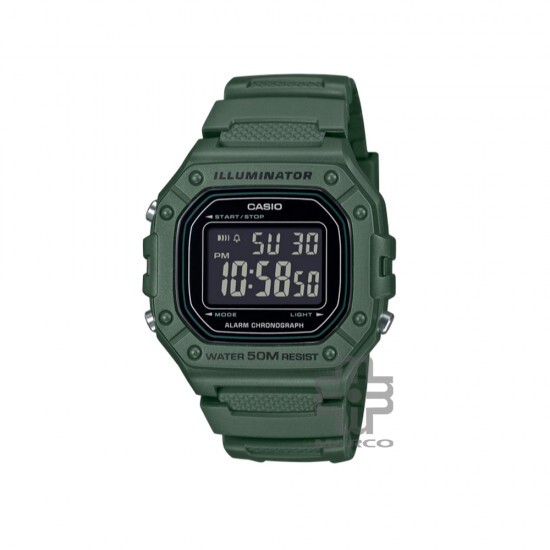 Casio General W-218H-3BV Green Resin Band Men Watch