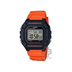 Casio General W-218H-4B2V Orange Resin Band Youth Men Watch