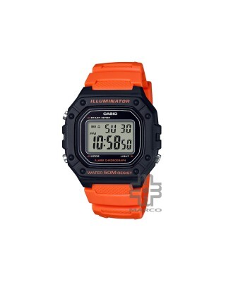 Casio General W-218H-4B2V Orange Resin Band Youth Men Watch