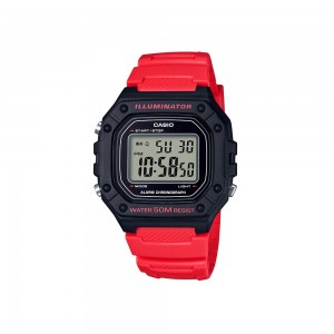 Casio General W-218H-4B Red Resin Band Youth Men Watch
