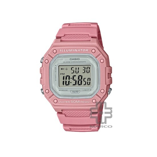 Casio General W-218HC-4AV Pink Resin Band Men Youth Watch