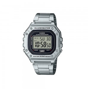 Casio General W-218HD-1A Silver Stainless Steel Band Men Youth Watch