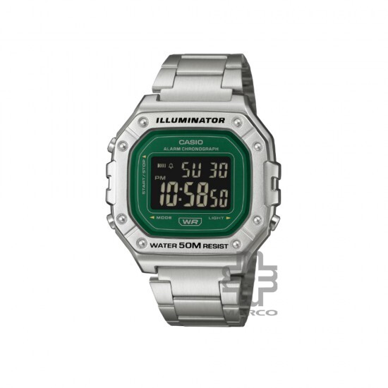 Casio General W-218HD-3AV Silver Stainless Steel Band Men Watch