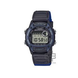 Casio General W-220HF-2AV Black/Blue Leather/Cloth Band Men Watch