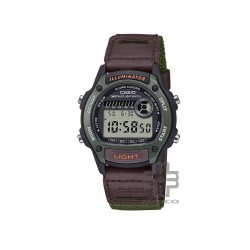 Casio General W-220HF-3AV Brown/Green Leather/Cloth Band Men Watch