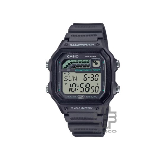 Casio General WS-1600H-8AV Black Resin Band Men Watch Casio General WS-1600H-8AV Black Resin Band Men Watch